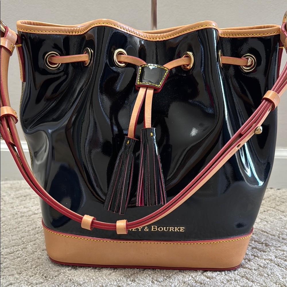 Dooney & Bourke Black and Tan Bucket Bag
